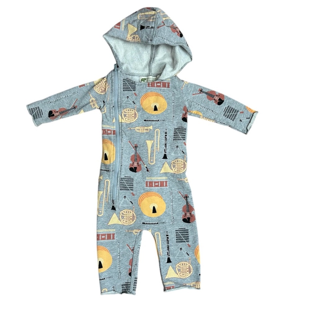 9-12m Monica and Andy Moto Romper Symphony Zip Hoodie Zipper Coverall Onesie 12m